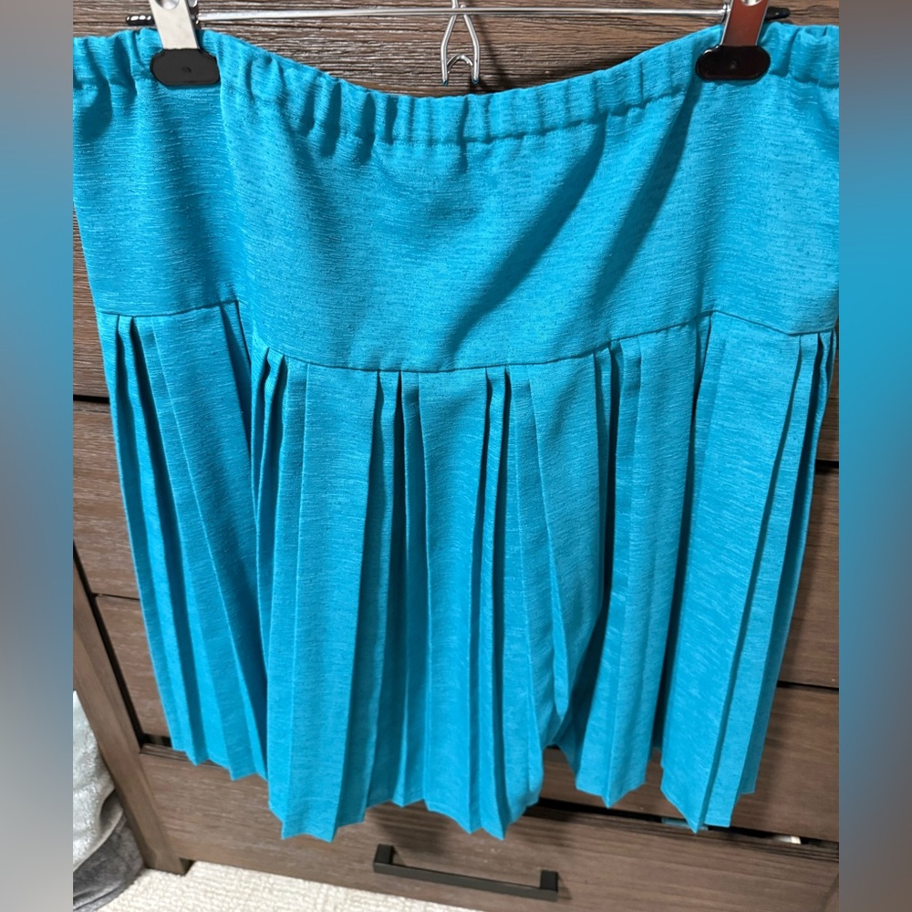 Vintage Elegant Blue Pleated Skirt